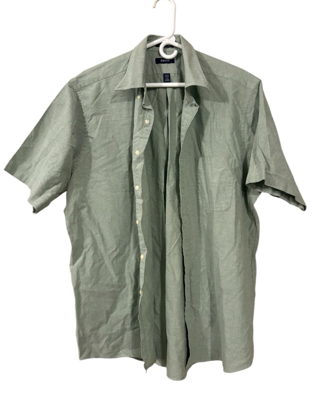 Izod Men's Short Sleeve Button-Down Shirt - Sage Green